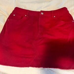 Red denim skirt